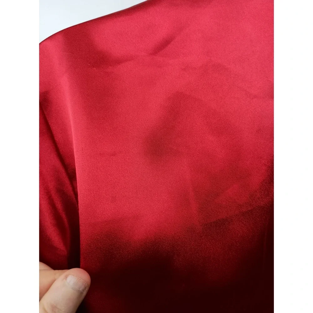 vintage S Red satin belted luxury lace‎ robe valentines date night loungewear